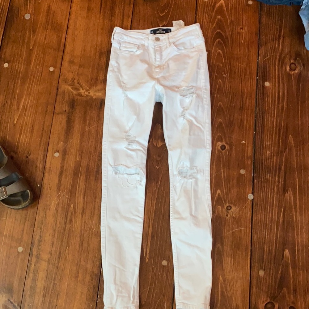 White ripped Hollister jeans